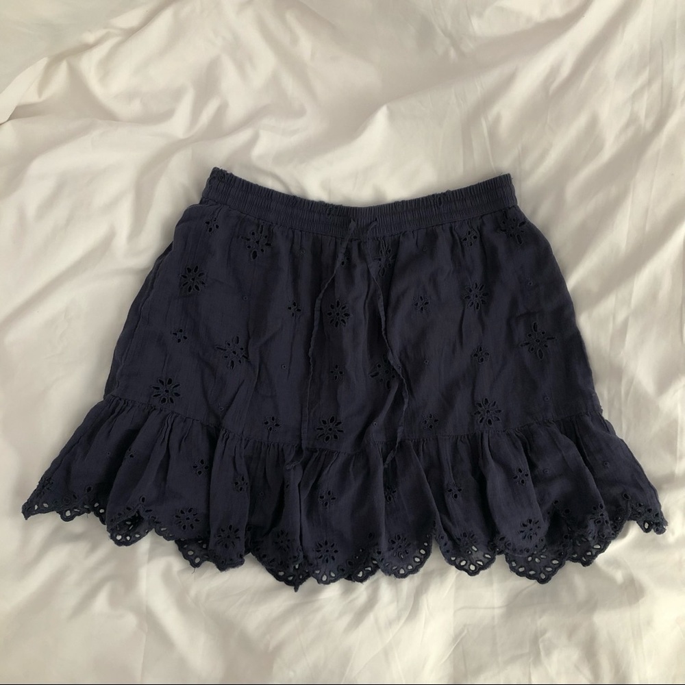 navy blue textured floral skirt from Aerie